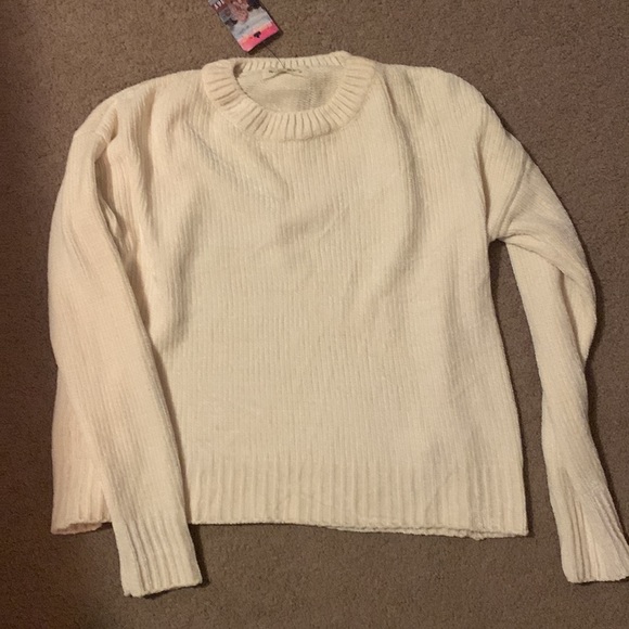 NWT Molly Green Ivory White Super Soft Chenille White Knit Crew Neck Sweater - Picture 4 of 5